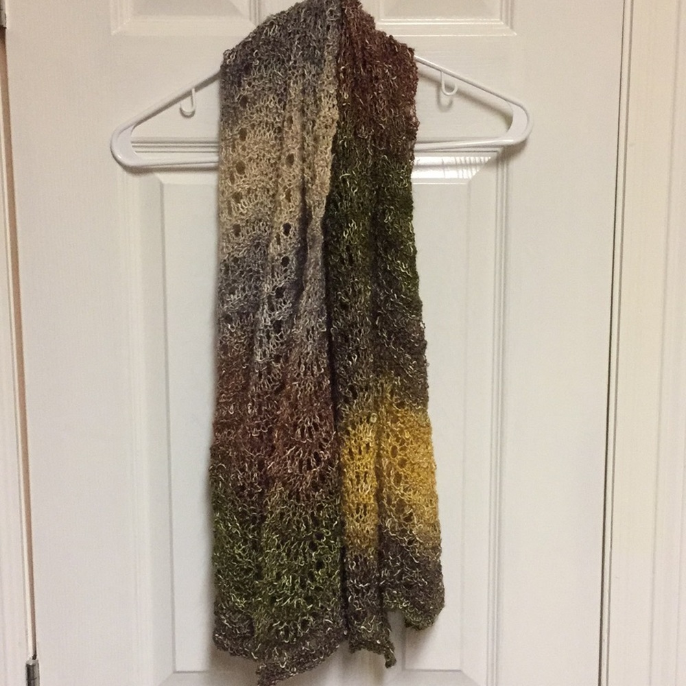 Hand Knit Feather and Fan Design Shawl/Scarf